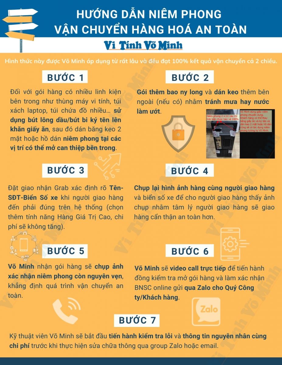 Nhằm đảm bảo an toàn máy tính/tài sản khi vận chuyển, Quý khách hàng tham khảo các bước hướng dẫn sau Hướng dẫn niêm phong vận chuyển hàng hoá an toàn