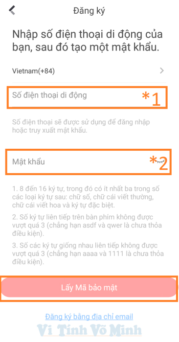 Tạo Tài khoản.