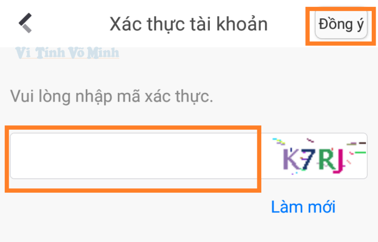 Nhập mã xác thực