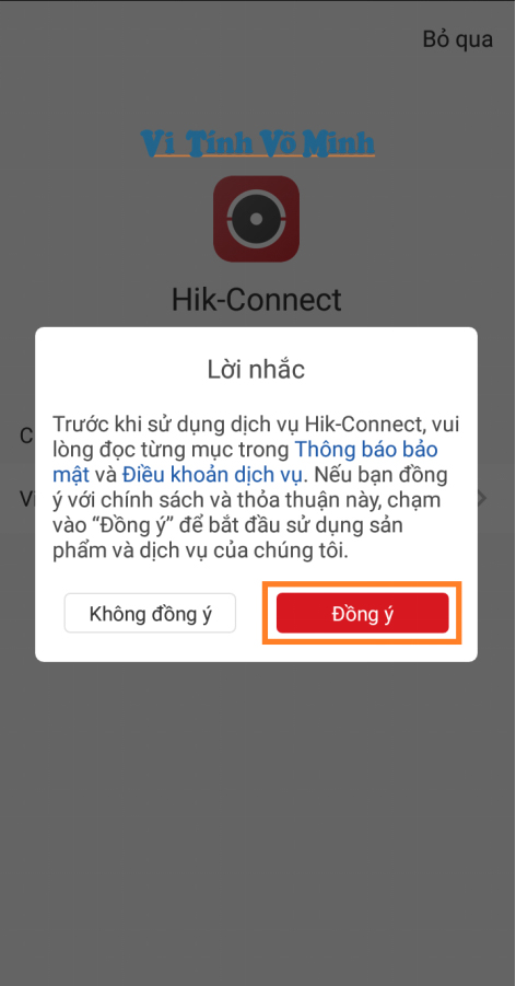 Chọn “Đồng ý” với điều khoản dịch vụ.