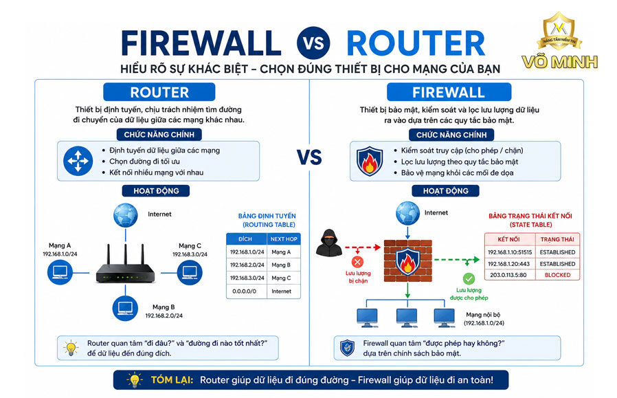Thiết Bị Router Và Firewall Là Gì? Vai Trò Trong Mạng Văn Phòng 3 bảng so sánh firewall và router